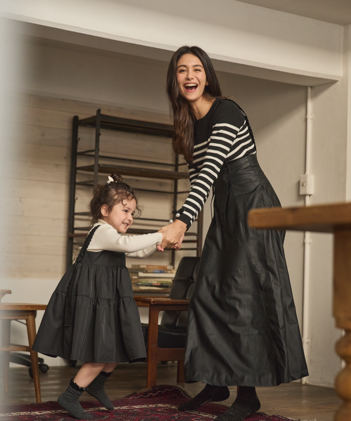 elu スカラップレザーハイウエストジャンパースカート/ブラウン/Sサイズ Scallop leather high waist jumper skirt LEA-bl