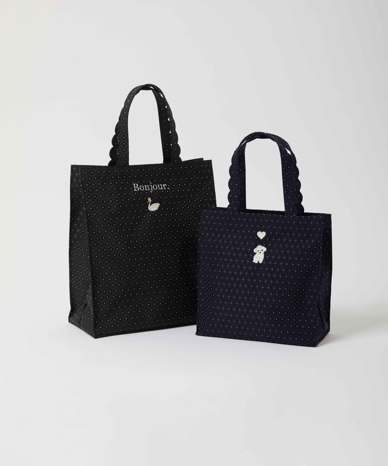 Fleur tote （Square） Flower dot Navy | elu