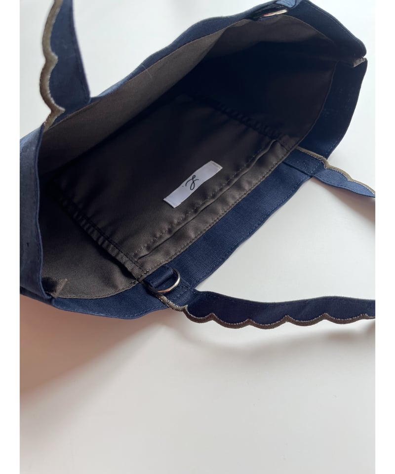 elu Fleur tote フルールトートバッグ　ネイビー　新品 Fleur tote（square）Corduroy navy × blue navy | elu