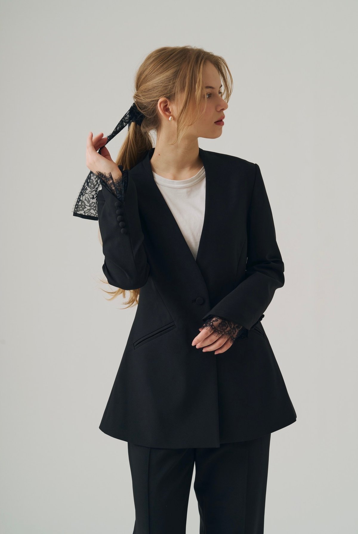Victoria V collar Jacket Navy | elu