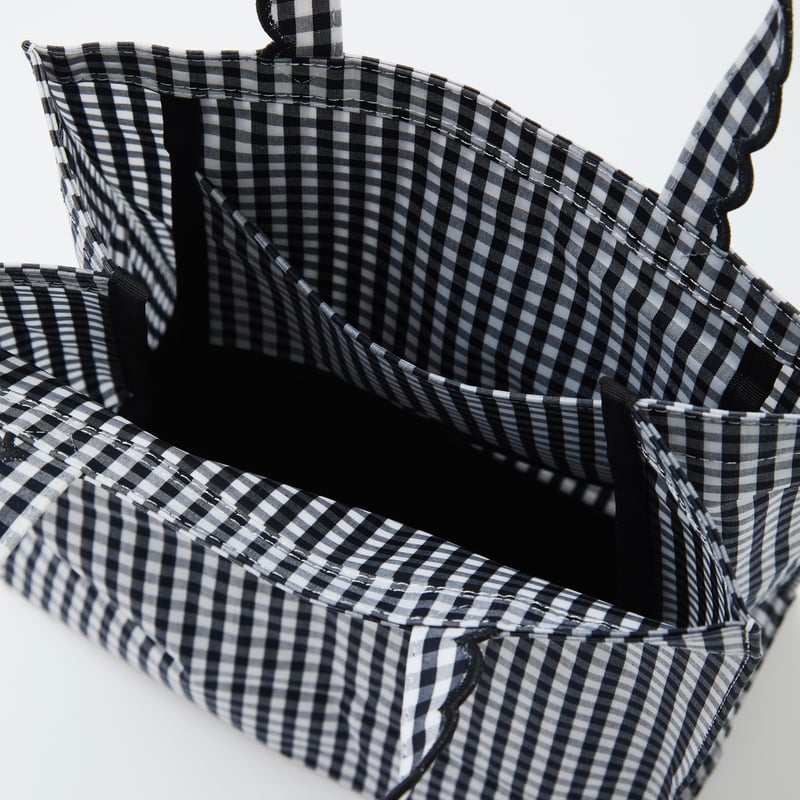 受注】Fleur tote(square) gingham check black×bla 受注】Fleur tote(square) gingham check black×bla