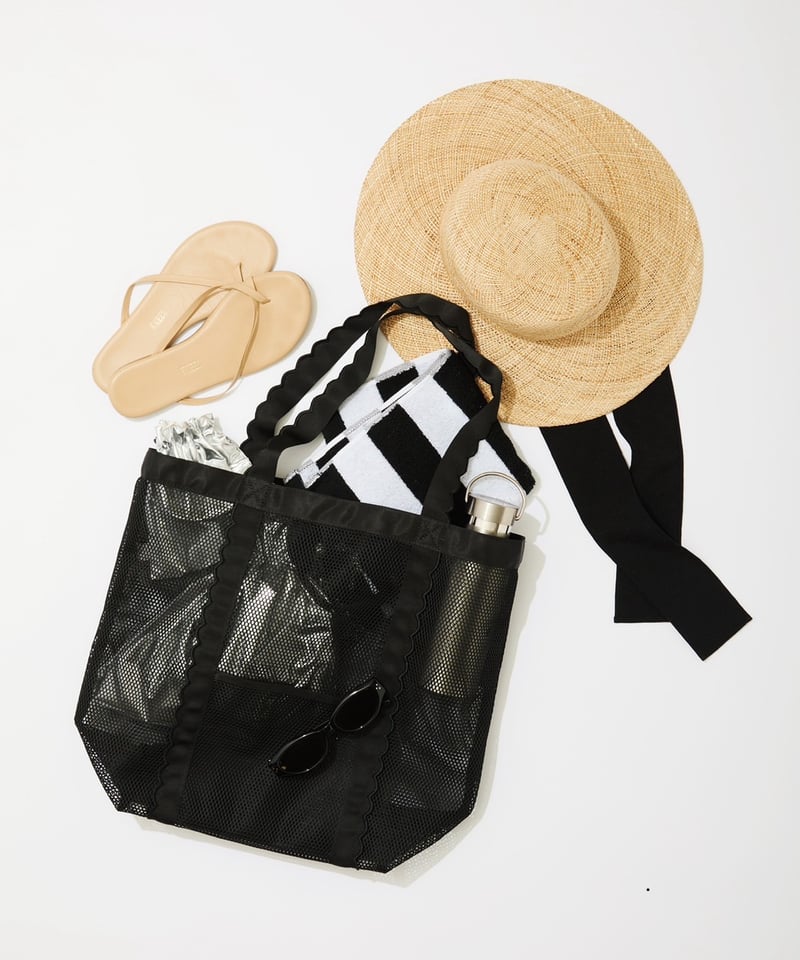Fleur tote bag -MESH-Black | elu