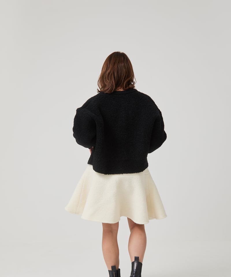 Poodle cardigan alpaca mix knit cardigan- Black