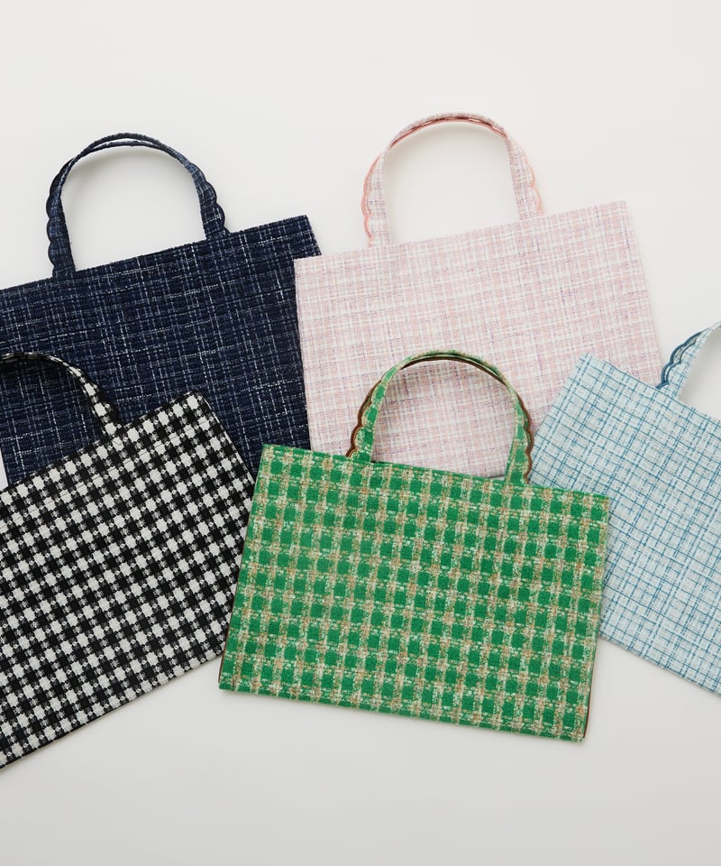 Fleur tote（lesson）Tweed Ice blue | elu