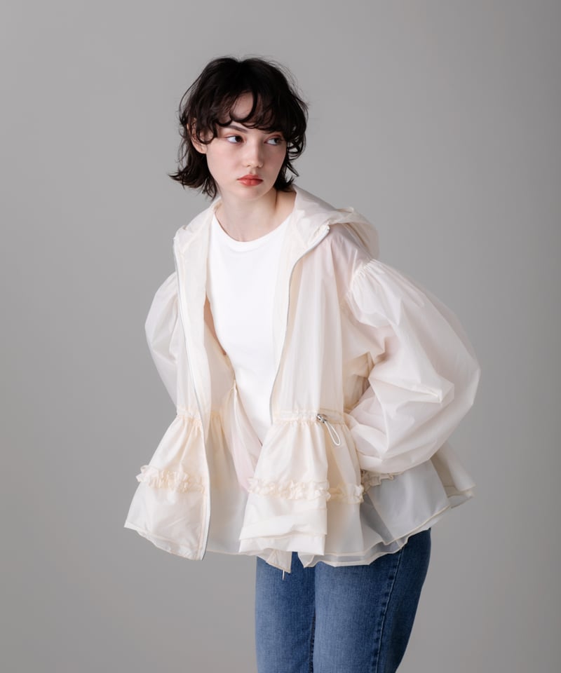 あ*定様 elu. Daisy gather peplum UVcut shee Daisy gather peplum UVcut sheer Parker -ivory-