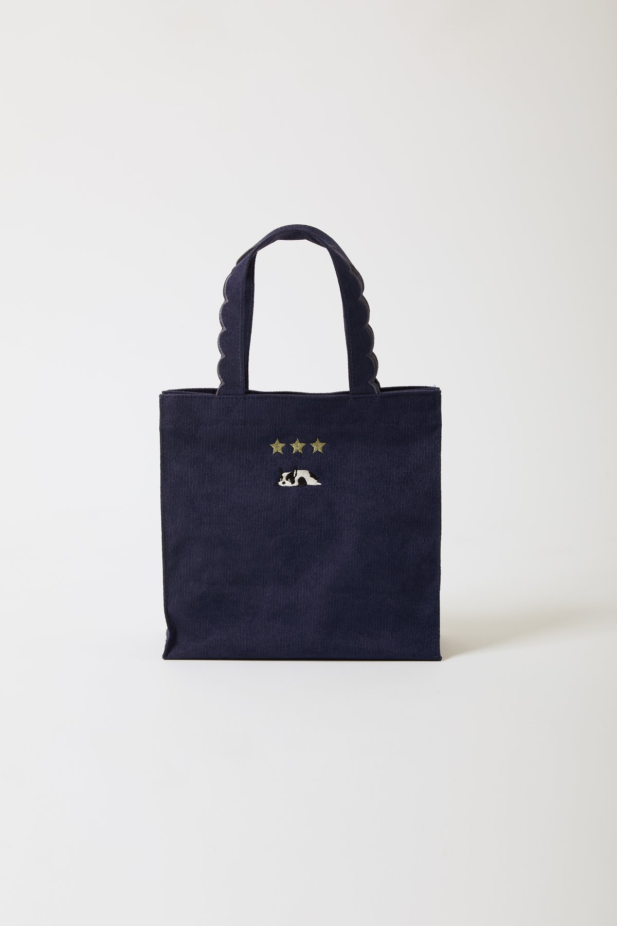 elu.Fleur tote（square）Corduroy Fleur tote （square small）Corduroy navy × navy