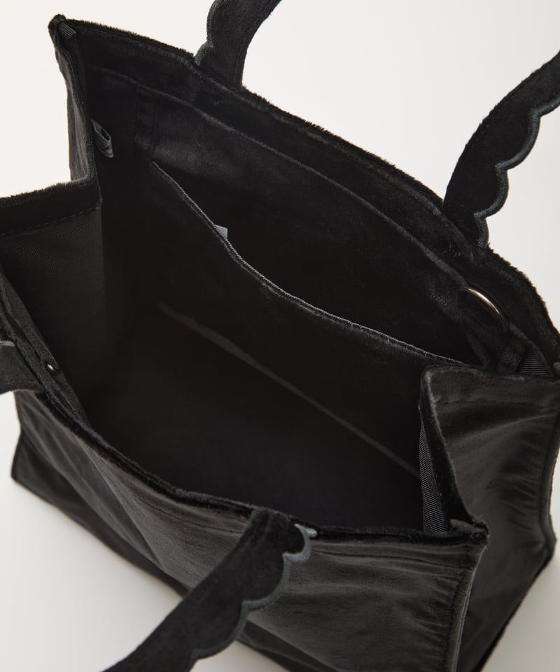 Fleur tote（square）Velour black × charcoal | elu