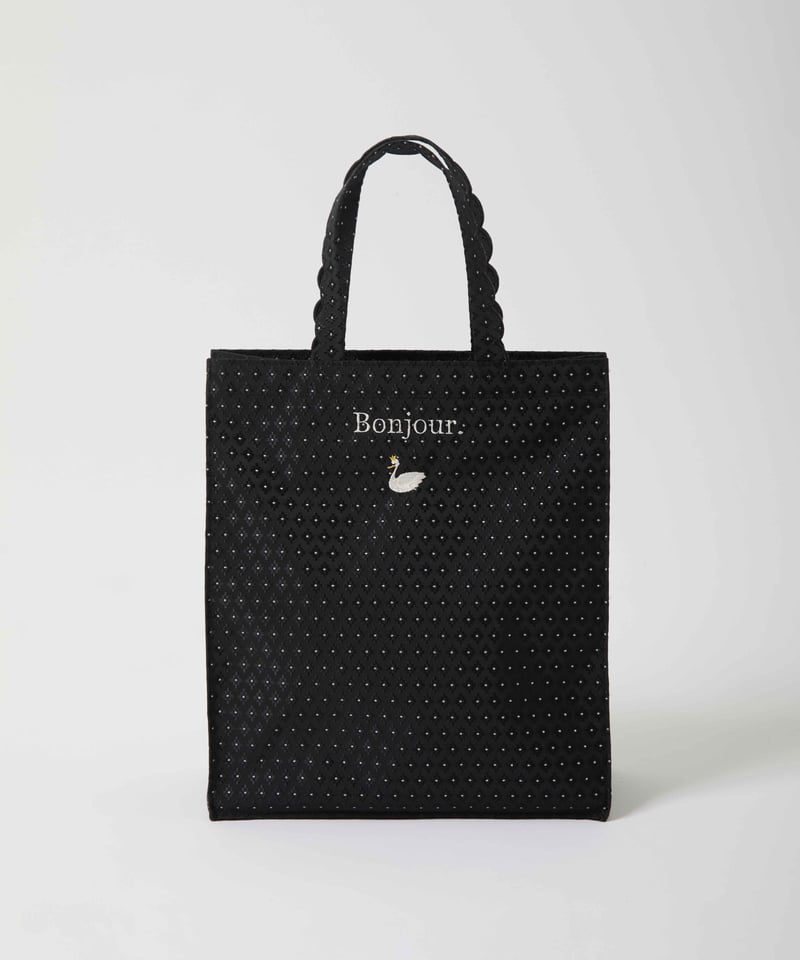 Fleur tote （Square） Flower dot Black | elu