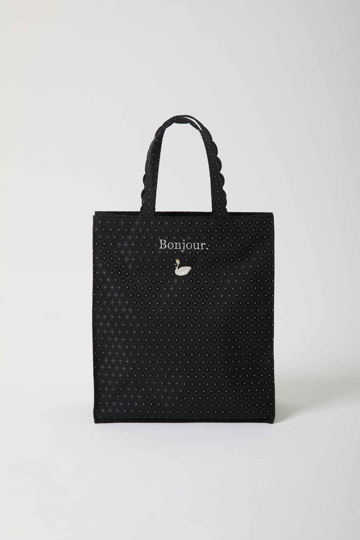 Fleur tote （Square） Flower dot Black | elu