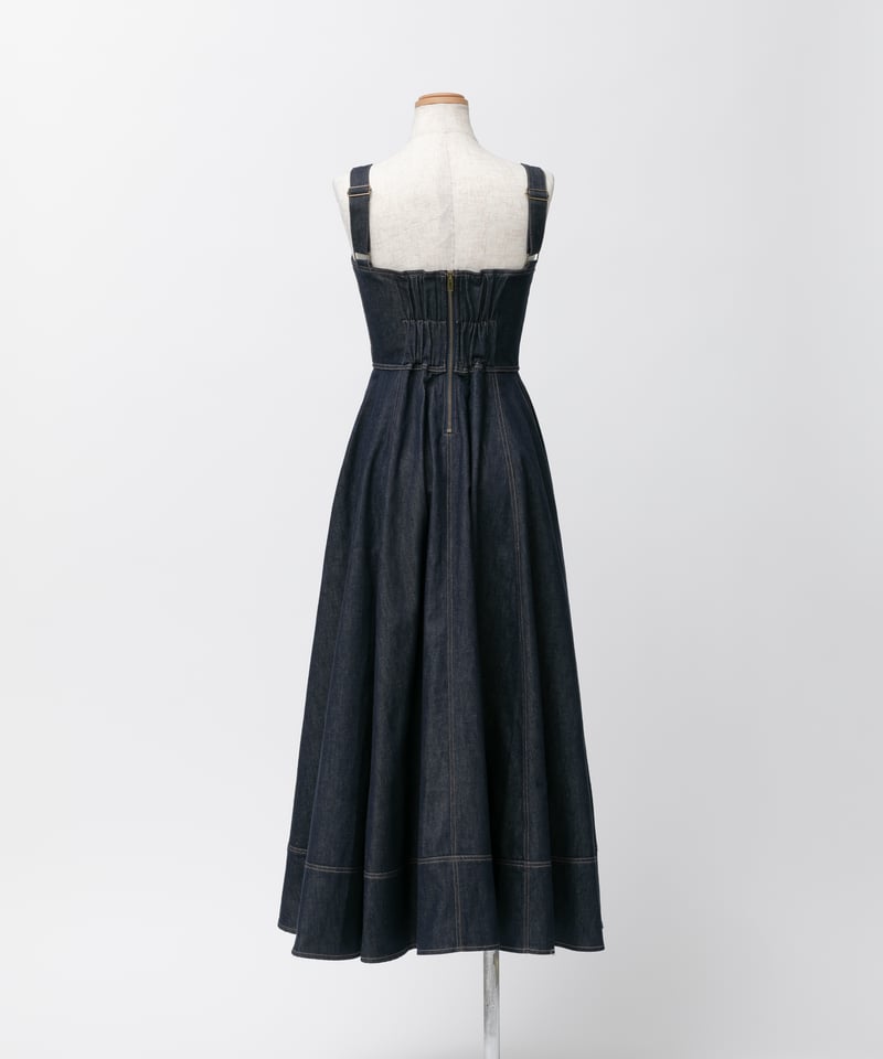 Gabe dress denim ribbon 在庫調整分 | elu