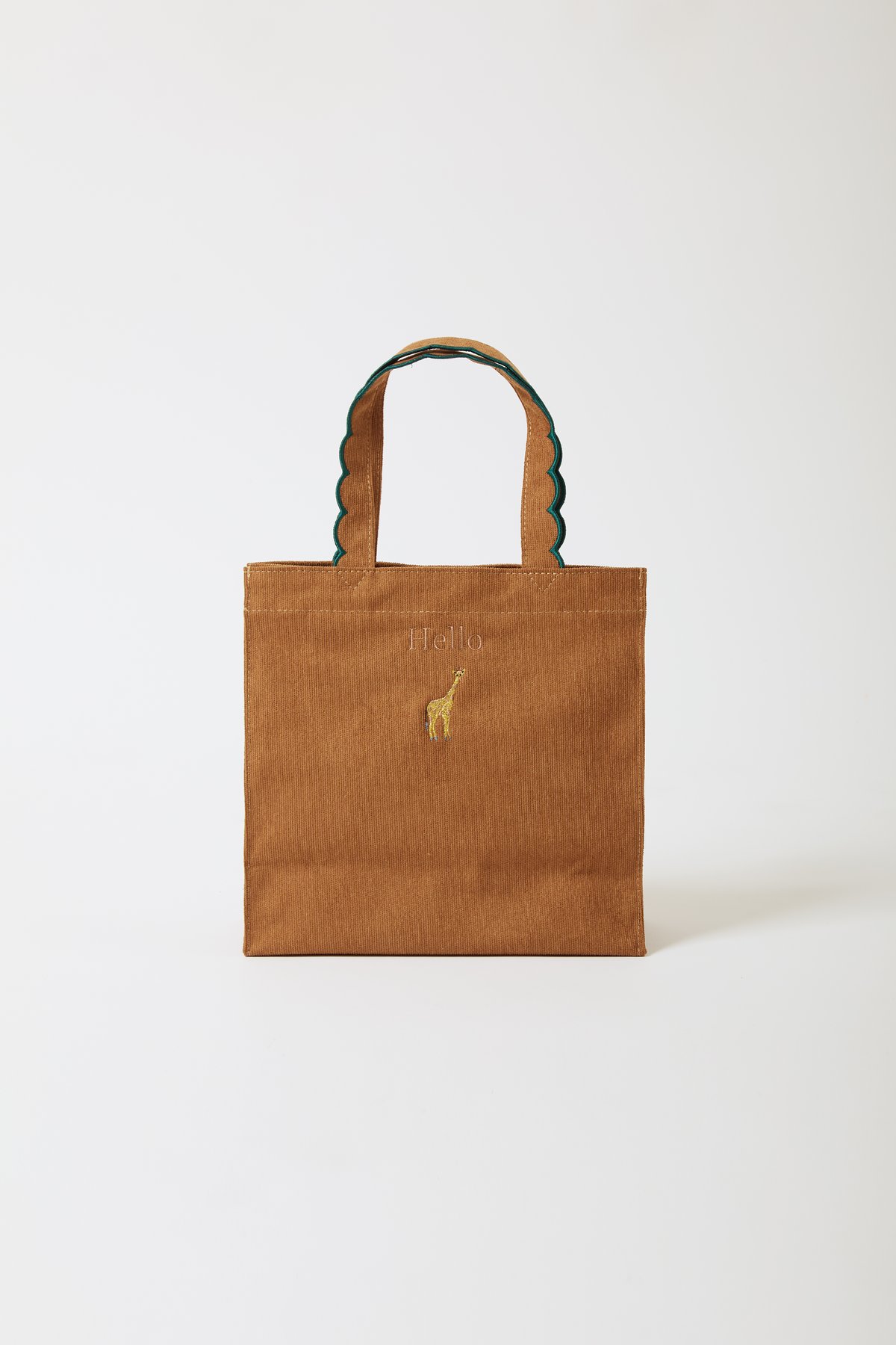 受注】Fleur tote （square small）Corduroy brown ×