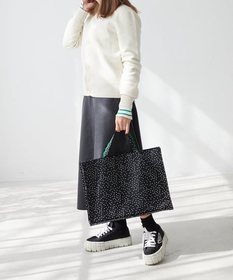 Fleur tote（medium）  Dot White x Black