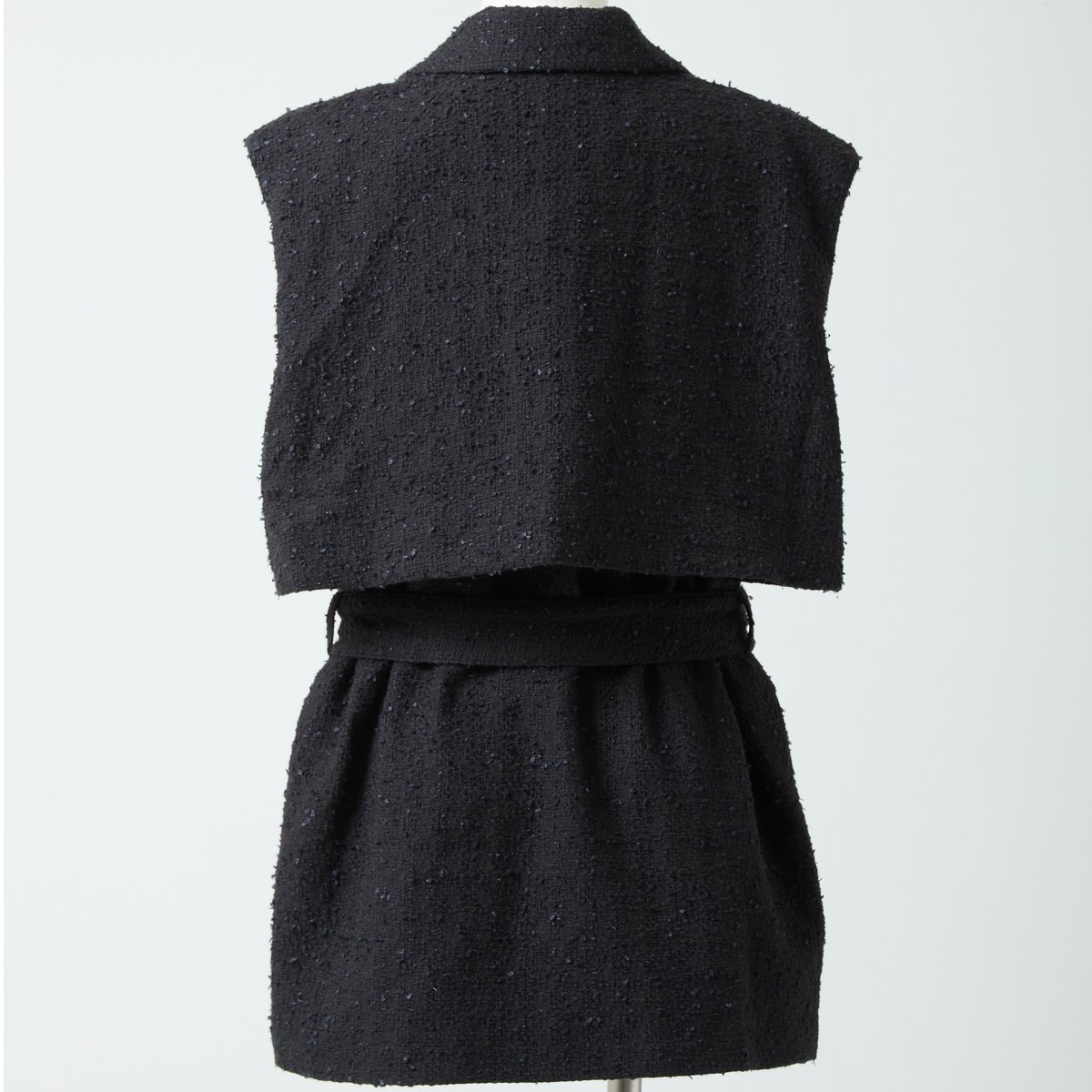 【Yua...さん専用】elu. Back yoke double gilet Back yoke double gilet MARIE (tweed)-Black | elu