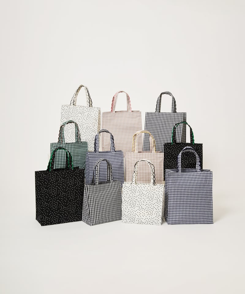 受注】Fleur tote（square） gingham check beige×pin