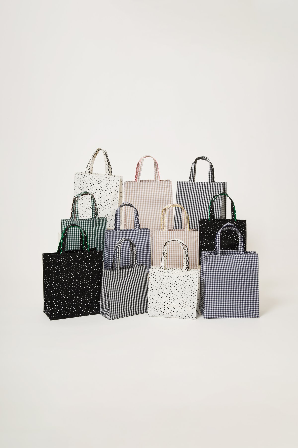 受注】Fleur tote（square） gingham check beige×pin