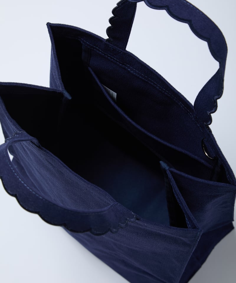 受注】Fleur tote（square）Corduroy navy × blue nav