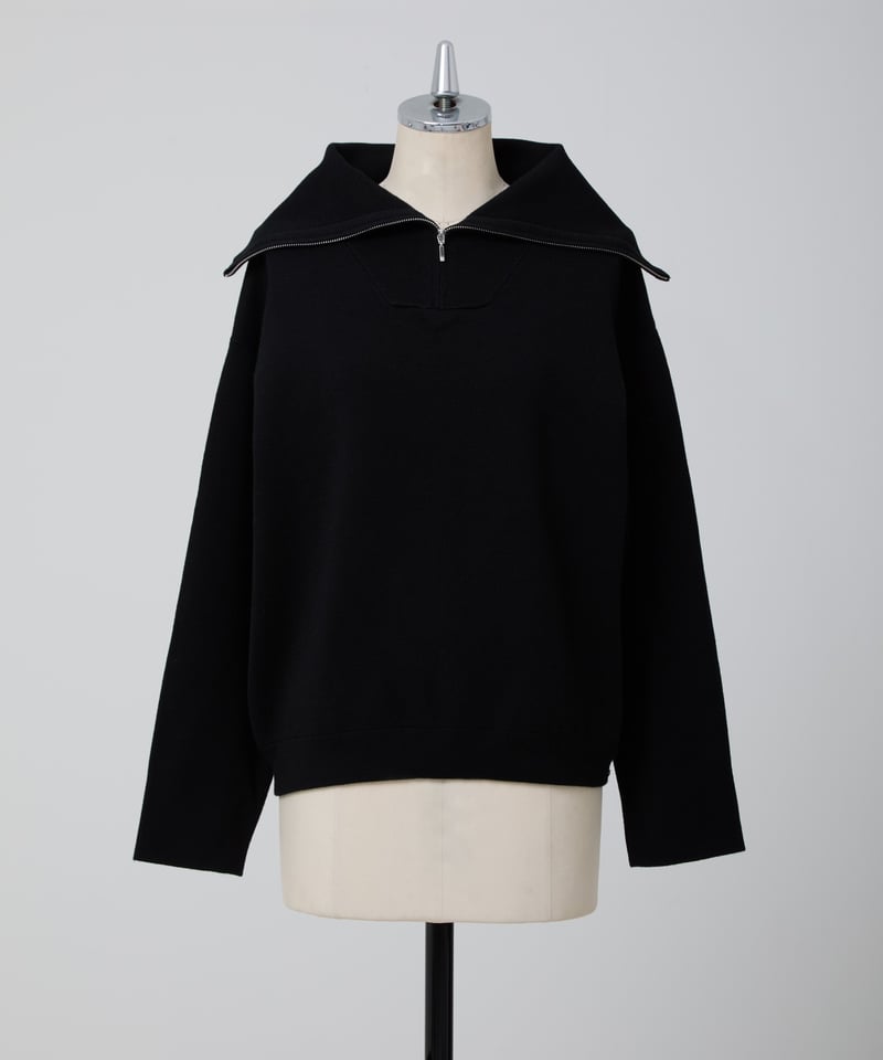 elu.エル Alex zip up washable kni black ② Alex zip up washable knit- Charcoal/ / Black | elu