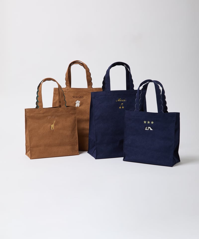 Fleur tote（square）Corduroy navy × blue navy | elu