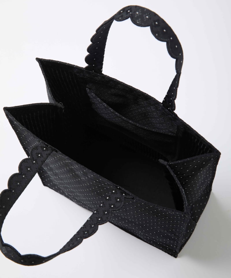 Fleur tote （Square） Flower dot Black | elu