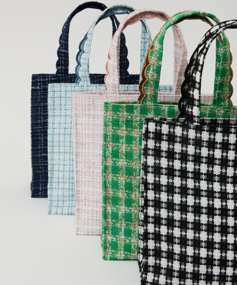 elu. Fleur tote トートバッグ（square small) Fleur tote （square small）Tweed black | elu