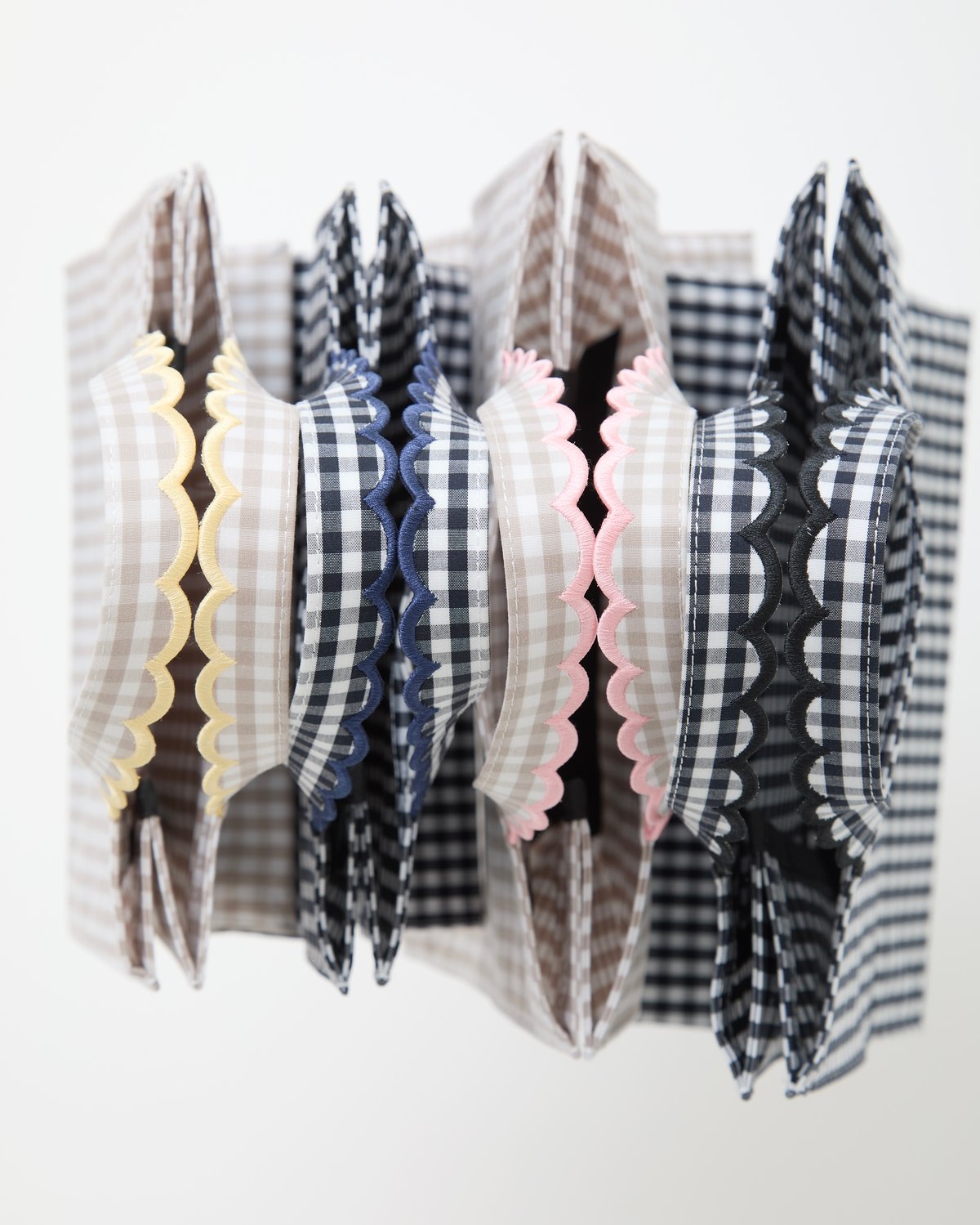 Fleur tote（square） gingham check beige×pink | elu