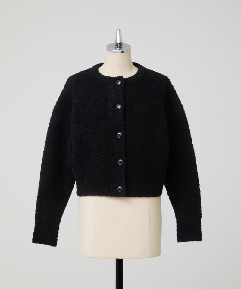 Poodle cardigan alpaca mix knit cardigan- Black