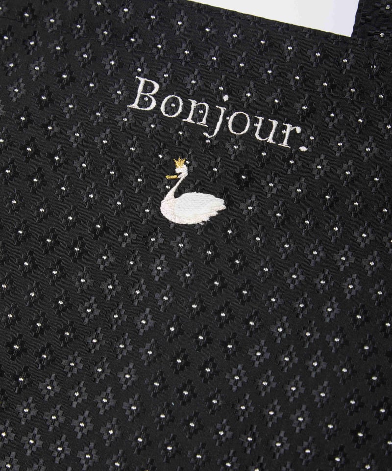 受注】Fleur tote （square small） Flower dot Black