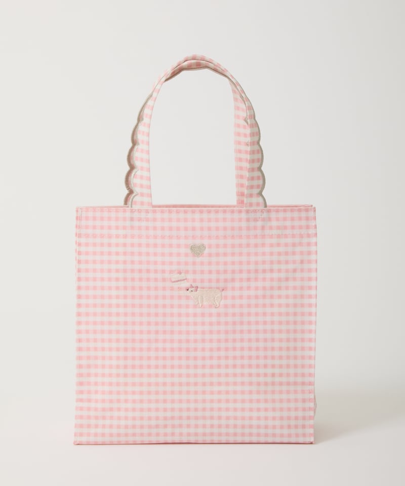Fleur tote （square small） gingham check pink ×