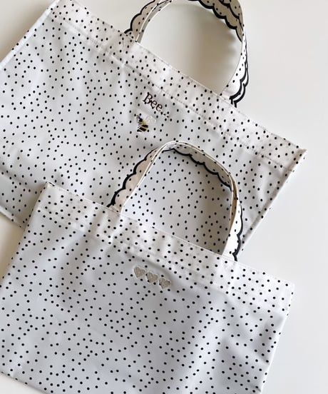 Fleur tote（medium）  Dot White x Black