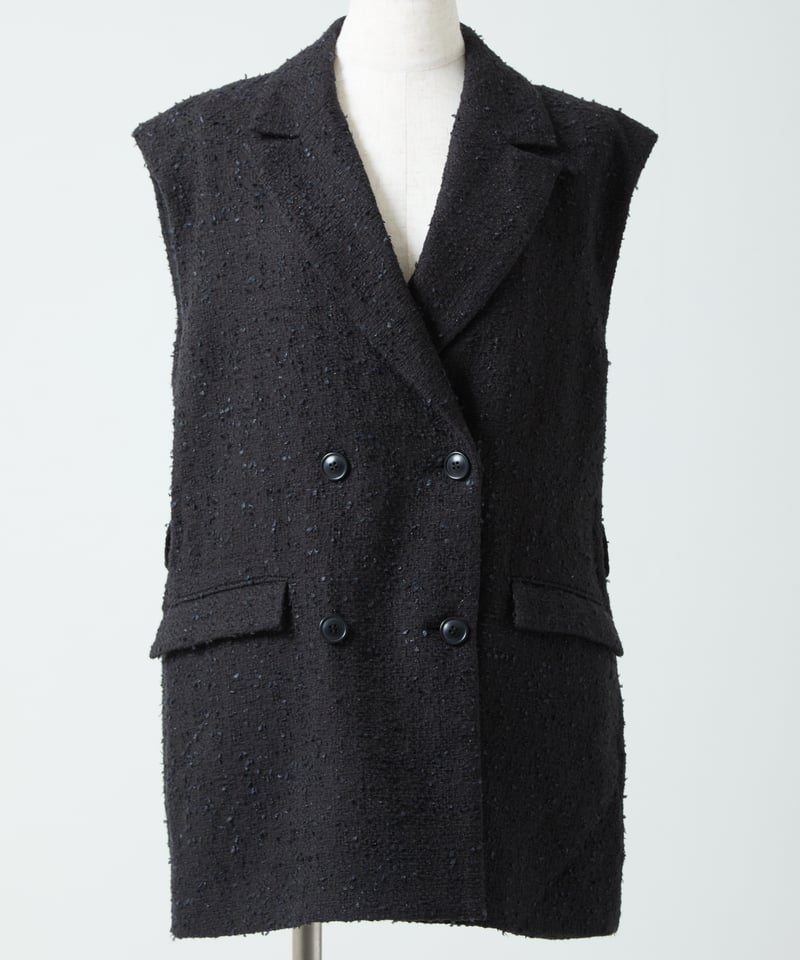 【Yua...さん専用】elu. Back yoke double gilet Back yoke double gilet MARIE (tweed)-Black | elu
