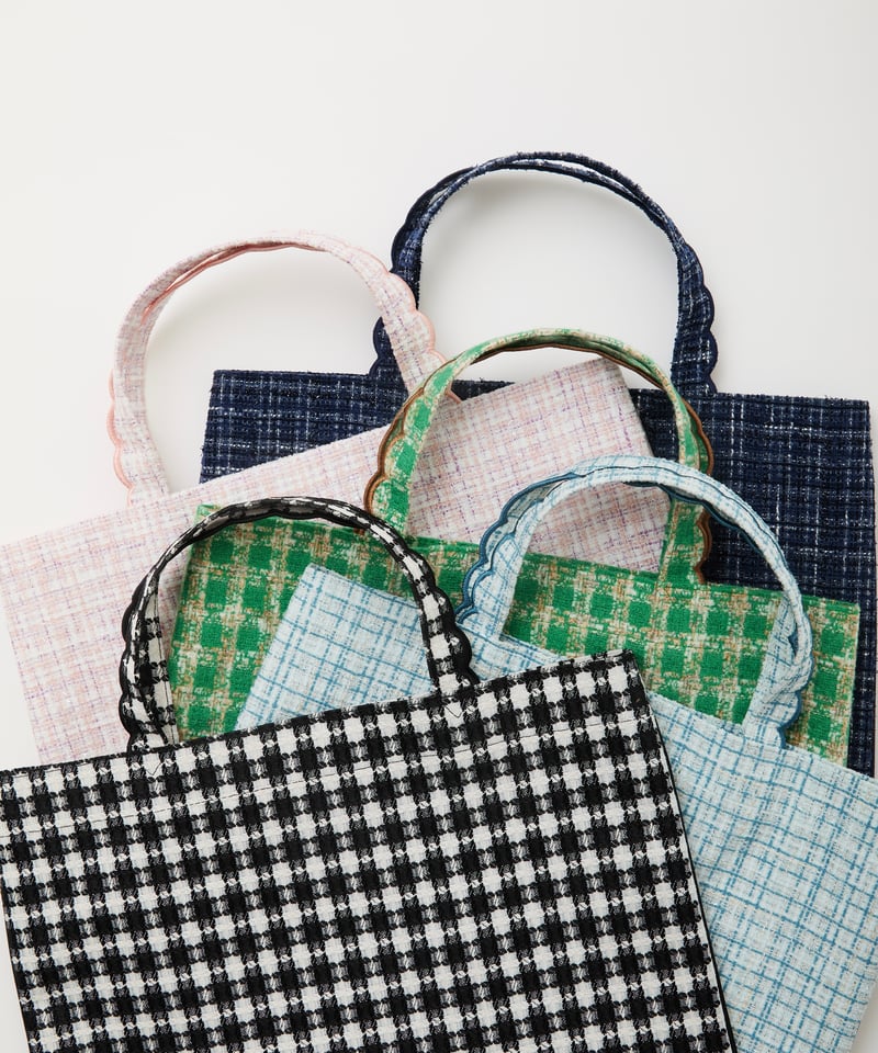 Fleur tote（lesson）Tweed Ice blue | elu