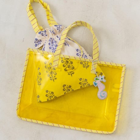 【elu × ne Quittez pas】PVC Tote Bag With Drawstring Bag And Charm - Yellow