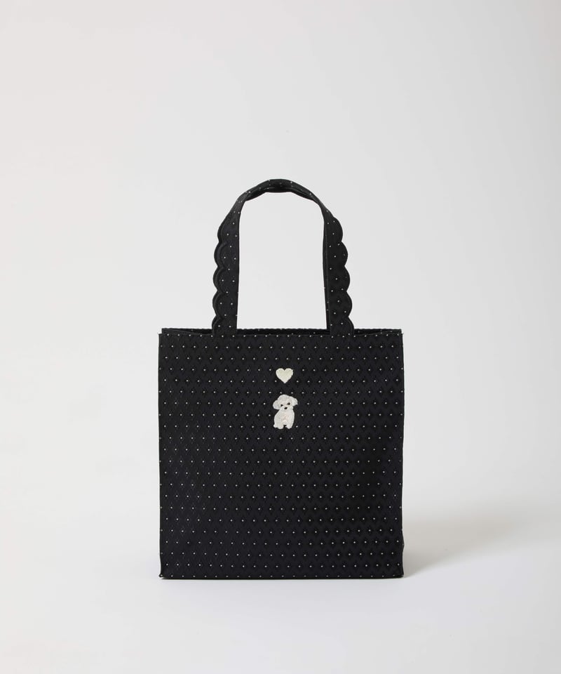 Fleur tote （square small） Flower dot Black | elu