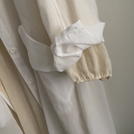 TENNE HANDCRAFTED MODERN　ORGANZA HOOD COAT　BEIGE× WHITE