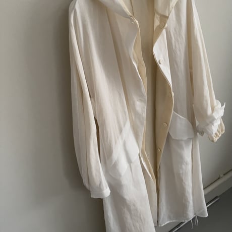 TENNE HANDCRAFTED MODERN　ORGANZA HOOD COAT　BEIGE× WHITE
