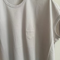 ゴーシュ 80/2コンパクト天竺　フレンチ袖Tシャツ　ホワイト　　グレイッシュグリーン