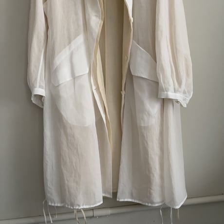 TENNE HANDCRAFTED MODERN　ORGANZA HOOD COAT　BEIGE× WHITE