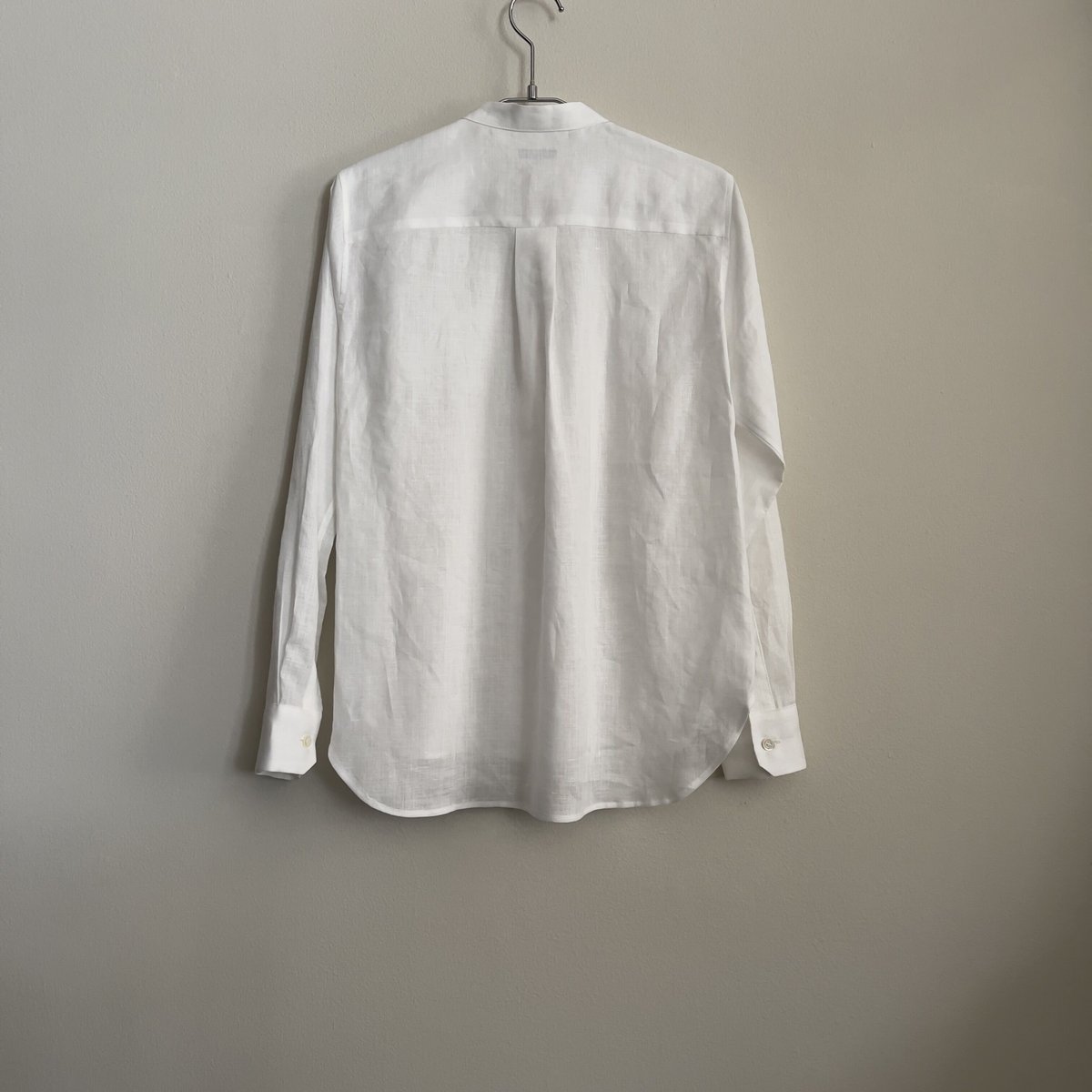 R＆D オールドマンズテーラーリネン刺繍スタンドカラーシャツ ホワイト 