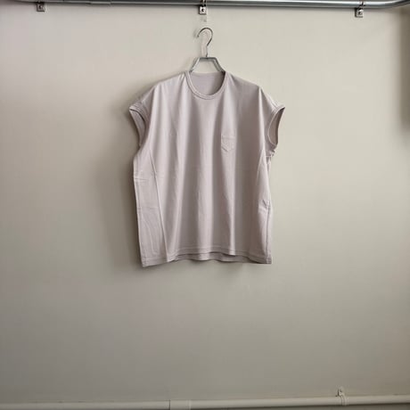 ゴーシュ 80/2コンパクト天竺　フレンチ袖Tシャツ　ホワイト　　グレイッシュグリーン