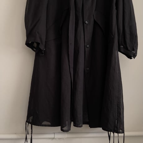 TENNE HANDCRAFTED MODERN　ORGANZA HOOD COAT   BLACK ×BLACK