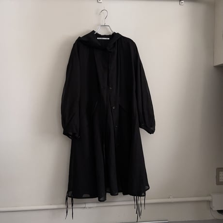 TENNE HANDCRAFTED MODERN　ORGANZA HOOD COAT   BLACK ×BLACK