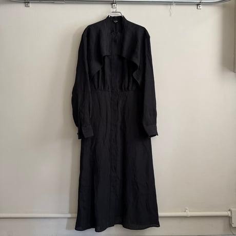 R＆D オールドマンズテーラー　DENSELY LINEN CAPE DRESS ブラック