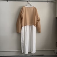 TENNE HANDCRAFTED MODERN　LAYERED BALLOON DRESS  ORENGE ×WHITE