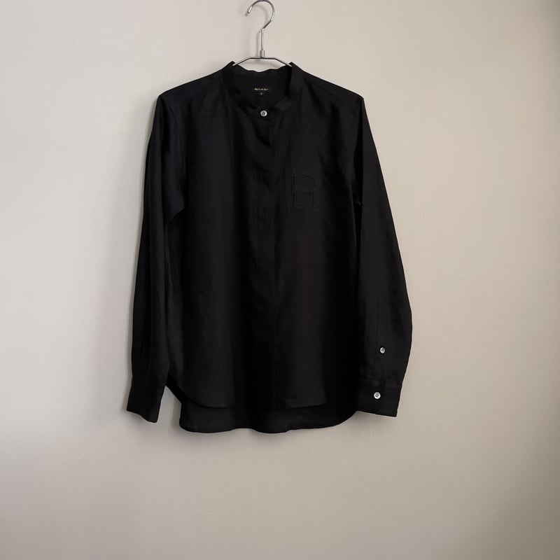 R＆D オールドマンズテーラーリネン刺繍スタンドカラーシャツ