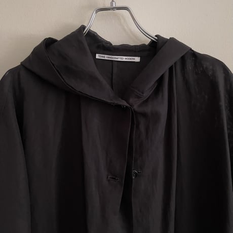 TENNE HANDCRAFTED MODERN　ORGANZA HOOD COAT   BLACK ×BLACK