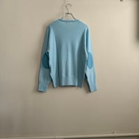 chiclin　ウオッシャブルエルボーパッチニット　　ペパーミントブルー
