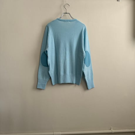 chiclin　ウオッシャブルエルボーパッチニット　　ペパーミントブルー