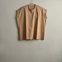 ゴーシュ オーガニックスピン天竺フレンチ袖Tシャツ　ベージュ