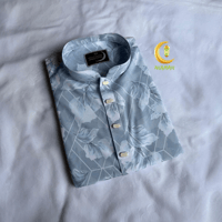 Men's Punjabi Dress, Bangladeshi Traditional Clothing, Size XL, Floral Pattern, Sky blue