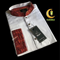 MEN'S PUNJABI White Red L size